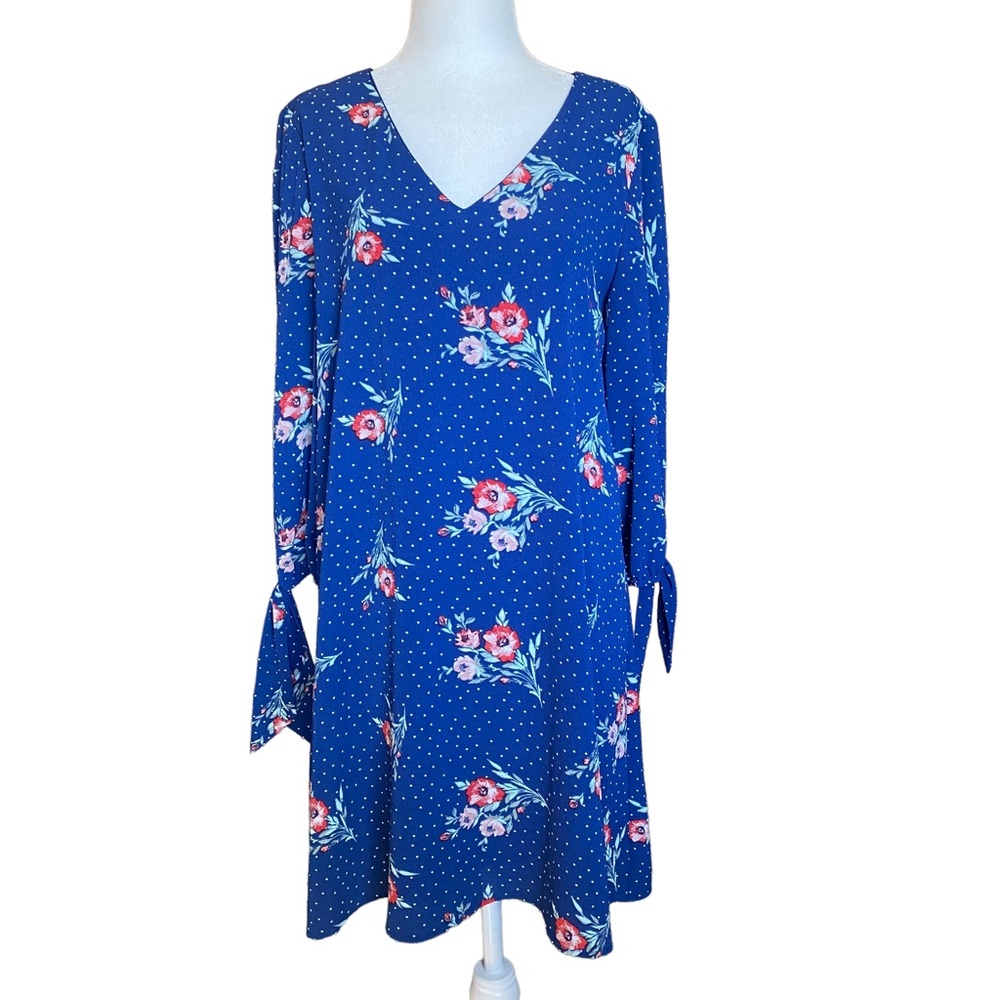 Miami Blue Polka Dot and Floral Dress Small